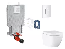 Grohe Uniset – pakabinamo elemento komplektas, unitazas su švelnaus uždarymo dangčiu, Arena Cosmopolitan mygtuko mygtukas ir Fresh konversijos komplektas, Triple Vortex, Alpine White SANI15BB3121