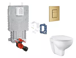 Grohe Uniset - Pakabinamo elemento komplektas, WC su minkšto uždarymo dangčiu, Skate Cosmopolitan mygtuko mygtuku ir Fresh konversijos komplektu, Cool Sunrise šlifuotas SANI15BB4121