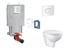Grohe Uniset – pakabinamo elemento komplektas, unitazas su švelnaus uždarymo dangčiu, Arena Cosmopolitan mygtuko mygtukas ir Fresh konversijos komplektas, Alpine White SANI15BB3119