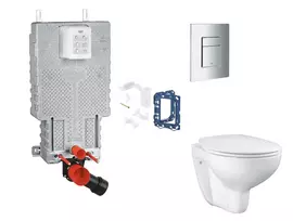 Grohe Uniset – pakabinamo elemento komplektas, unitazas su švelnaus uždarymo dangčiu, Skate Cosmopolitan mygtuko mygtuku ir Fresh konversijos komplektu, chromuotas SANI15BB2113