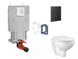 Grohe Uniset - Pakabinamo elemento komplektas, WC su švelnaus uždarymo dangčiu, Even ir Fresh nuleidimo plokštelių konvertavimo komplektas, fantominė juoda SANI15BB5113