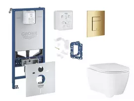 Grohe Rapid SLX - Komplektas: Potinkinis bakelio elementas, unitazas su švelnaus uždarymo dangčiu, Skate Cosmopolitan mygtuko mygtukas ir Fresh konversijos rinkinys, Cool Sunrise SANI11BB4151