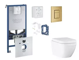 Grohe Rapid SLX - Komplektas: Potinkinis bakelio elementas, unitazas su švelnaus uždarymo dangčiu, Skate Cosmopolitan mygtuko mygtukas ir Fresh konversijos rinkinys, Triple Vortex, šlifuotas Cool Sunrise SANI11BB4144