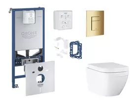 Grohe Rapid SLX - Komplektas: Potinkinis bakelio elementas, unitazas su švelnaus uždarymo dangčiu, Skate Cosmopolitan mygtuko mygtukas ir Fresh konversijos rinkinys, Triple Vortex, Cool Sunrise SANI11BB4145