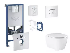 Grohe Rapid SLX - Komplektas: Potinkinis bakelio elementas, unitazas su švelnaus uždarymo dangčiu, Arena Cosmopolitan mygtuko mygtukas ir Fresh konversijos rinkinys, Alpine White SANI11BB3144