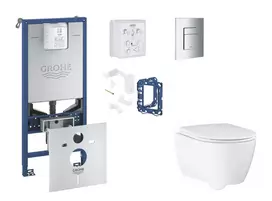 Grohe Rapid SLX - Komplektas: Potinkinis bakelio elementas, unitazas su švelnaus uždarymo dangčiu, Skate Cosmopolitan mygtuko mygtukas ir Fresh konversijos rinkinys, chromuotas SANI11BB2131