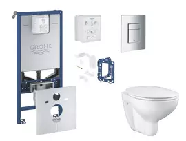 Grohe Rapid SLX - Komplektas: Potinkinis bakelio elementas, unitazas su švelnaus uždarymo dangčiu, Skate Cosmopolitan mygtuko nuleidimo mygtukas ir Fresh konversijos rinkinys, chromuotas SANI11BB2125