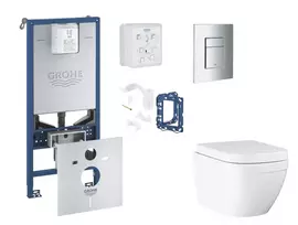 Grohe Rapid SLX - Komplektas: Potinkinis bakelio elementas, WC su švelnaus uždarymo dangčiu, Skate Cosmopolitan mygtuko mygtukas ir Fresh konversijos rinkinys, Triple Vortex, chromas SANI11BB2127
