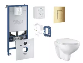 Grohe Rapid SLX - Komplektas: Potinkinis bakelio elementas, unitazas su švelnaus uždarymo dangčiu, Skate Cosmopolitan mygtuko mygtukas ir Fresh konversijos rinkinys, Cool Sunrise SANI11BB4142