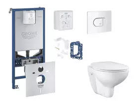 Grohe Rapid SLX - Pakabinamų klozetų elementų rinkinys, WC su minkšto uždarymo dangčiu ir Arena Cosmopolitan nuleidimo mygtuku, Alpine White SANI11BB3135
