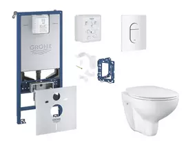 Grohe Rapid SLX - Komplektas: Potinkinis bakelio elementas, unitazas su švelnaus uždarymo dangčiu, Arena Cosmopolitan nuleidimo plokštelė ir Fresh konversijos rinkinys, Alpine White SANI11BB3134