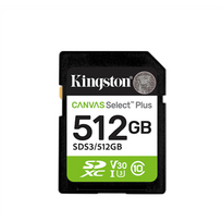 KINGSTON Canvas Select Plus | 512GB | SD | Flash memory class Class 10, UHS-I, U1/U3, Video Class 10/30