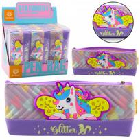 LEAN Pencil Case School Supplies with Unicorn Purple 20 x 8.5cm