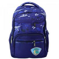 LEAN School Backpack Dinosaurs Patch T-Rex Chest Strap Navy Blue 20L