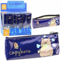 LEAN School Pencil Case Kit Capybara Brushing Teeth Navy Blue 20 x 8.5 x 4