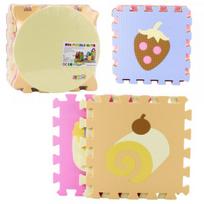 LEAN Toys Soft Puzzle Educational Mat EVA Foam Fruits Sweets Pastel 16 pcs.