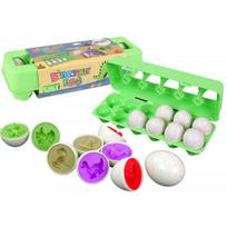 LEAN Toys Edukacinis kiaušinių rūšiavimo rinkinys, dinozaurų dėlionė, 12 dalių