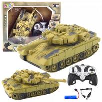 LEAN Toys T90 karinis tankas, nuotoliniu būdu valdomas RC, šviesos, garsai, smėlio spalvos, 1:18