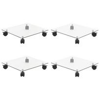 Padėklai su ratukais augalams 4vnt 35x35cm stiklas