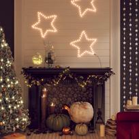 Kalėdinės dekoracijos žvaigždės su 48 LED 3vnt šiltos 56cm