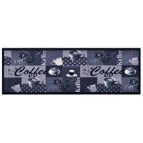 Virtuvės kilimas mėlynas 45x150cm plaunamas užrašai Coffee