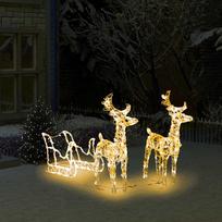 Kalėdų dekoracija elniai ir rogės 130cm akrilas 160 LED