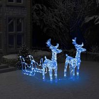 Kalėdų dekoracija elniai ir rogės 130cm akrilas 160 LED