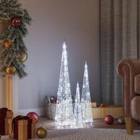 Akrilinė LED dekoracija kūgiai šaltos baltos 30/45/60cm
