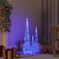 Akrilinė LED dekoracija kūgiai mėlynos spalvos 30/45/60cm