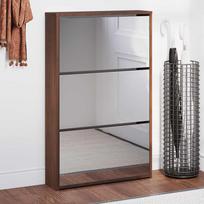 Batų spintelė su veidrodžiu 3 aukštų ruda 63x17x1025cm