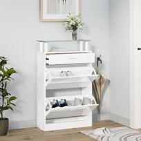 Spintelė batams balta 63x24x104cm apdirbta mediena blizgi