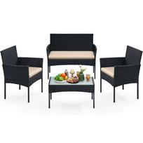 Balkono baldai sodo baldų komplektas | 54,5 x 56,5 x 81,5 cm | Juoda