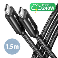 USB-C laidas AXAGON BUCM2-CM15AB 1.5m juodas 24 pin male-male