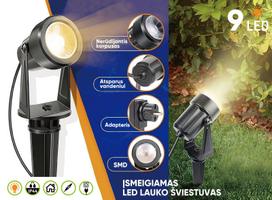 Įsmeigiamas LED lauko šviestuvas, IP44, 3000K, 150lm, šiltai baltos sp, 6,3+5m, sujungiamas, 3 vnt.