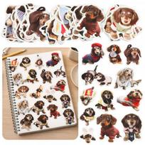 LEAN Set of Paper Stickers with Spaniel Dogs for Decorating 50 pcs.