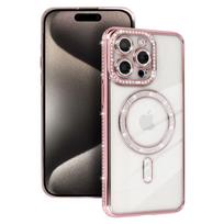 Bling Magsafe dėklas skirtas Xiaomi Redmi Note 15 5G rožinės spalvos