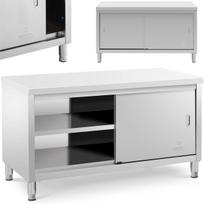 Royal Catering Centrinis stalviršio stalas su spinta ir stumdomomis durimis 150 x 70 x 85 cm
