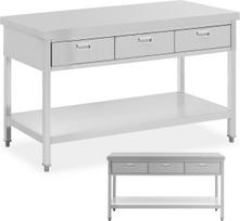 Royal Catering Plieninis stalviršis su stalčių lentyna 150 x 60 cm iki 295 kg