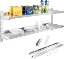 Royal Catering Plieninė sieninė pakabinama lentyna dvigubai reguliuojama 140 cm