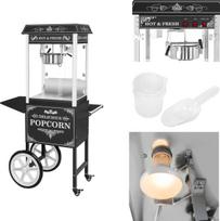Royal Catering Profesionalus galingas mobilus popkornų aparatas ant vežimėlio 230V 1,6 kW juodos spalvos