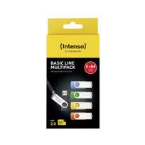 Intenso 5x 64GB Multipack Basic Line USB 2.0 Multicoloured