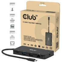 Club3D USB centras CSV-2552, 2x HDMI, 3x USB-C, 2x USB-A, 1x RJ45, 1x Micro SD/SD, 100W PD3.0