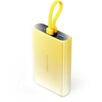 Vention Power Bank FHZY0 10000 mAh, 3.85 V, 1x USB Type-A, 1x USB Type-C, 3 A, geltona, LED ekranas, įkroviklis su žibintuvėliu