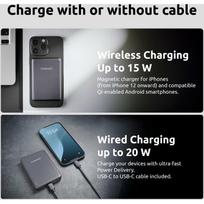 Intenso Power Bank 7344034 10000 mAh, 20 W USB-C PD, 15 W belaidis įkrovimas, MagSafe suderinamas, pilkas