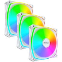 Montech Korpusinis ventiliatorius RX120 PRO WHITE 3 IN 1, 120mm, 12V, 1600RPM, 1.63mmH2O, HDB, 3x20 LED, RGB valdiklis
