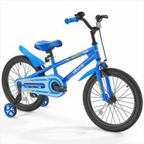 Vaikiškas dviratis 45,72 cm BMX stiliaus, vaikams besimokantiems važiuoti, su pagalbiniais ratukais, mėlynas, vaikiškas dviratukas, dviratis mažyliams, dviratis pradedantiesiems