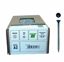 4PRO – Terasinis medsraigtis, įleidžiama galvutė TX20, A2 nerūdijančio plieno (4.2 x 56 mm) Juoda dažyta galvutė 250vnt.
