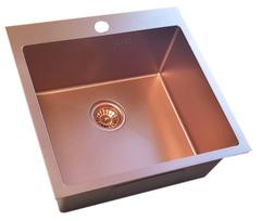 Nerūdijančio plieno plautuvė D5050HC COPPERY su sifonu