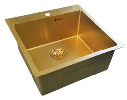 Nerūdijančio plieno plautuvė D5050HG GOLD su sifonu