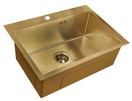Nerūdijančio plieno plautuvė D6045HG GOLD su sifonu